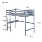 Lit mezzanine double en bois d'hévéa avec bureau intégré et étagères latérales à 2 niveaux
