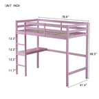 Lit mezzanine double en bois d'hévéa avec bureau intégré et étagères latérales à 2 niveaux