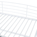 Lit mezzanine en métal avec deux étagères latérales à 4 niveaux, bureau pleine largeur en L avec USB et chargement sans fil, deux échelles inclinées et des barrières de sécurité incurvées
