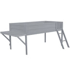 Lit mezzanine bas gris en pin massif avec bureau lumineux à LED, taille jumeau
