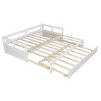 Lit de repos double blanc en pin massif avec lit gigogne et kit de lattes