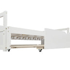 Lit de repos double blanc en pin massif avec lit gigogne et kit de lattes