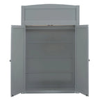Gray Twin Size Solid Wood Loft Bed with Desk, Wardrobes, 4 Drawers and 4 Shelves for Kids, Bedroom