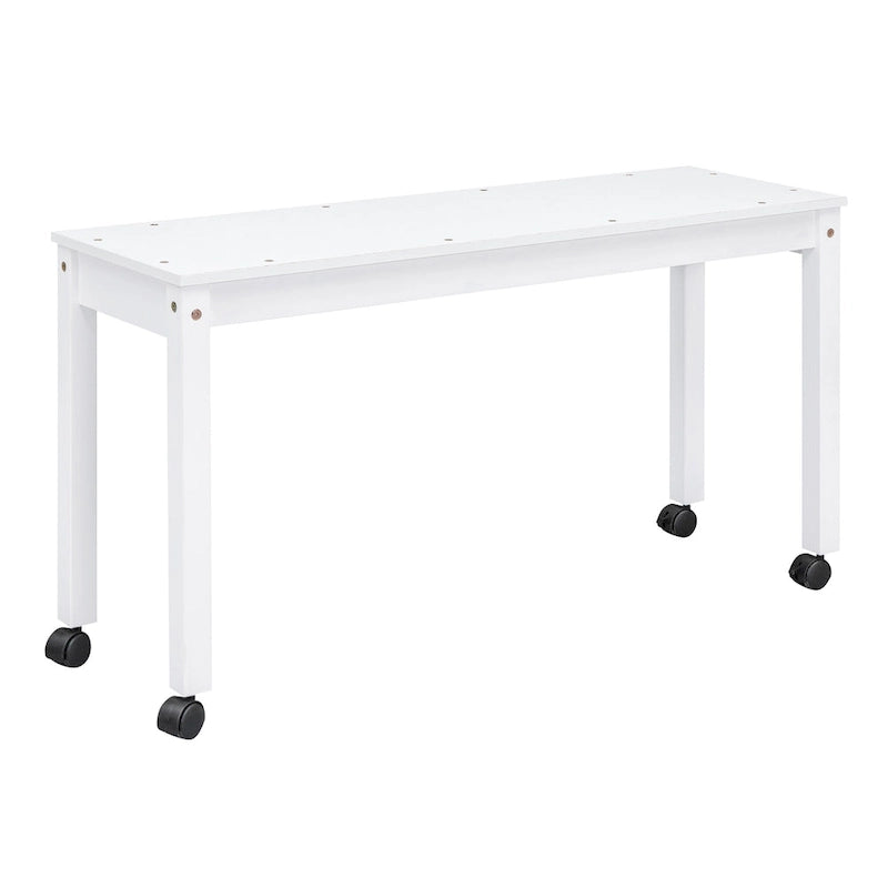 Lit mezzanine bas blanc en pin massif avec bureau rétractable et 4 tiroirs
